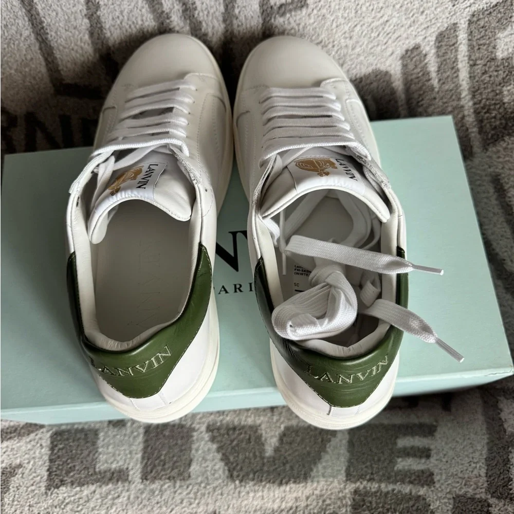 Lanvin DDB0 white dark green sneakers  FM-SKDK0A-GOTE-E23 size 43/10 NWT - Picture 9 of 12